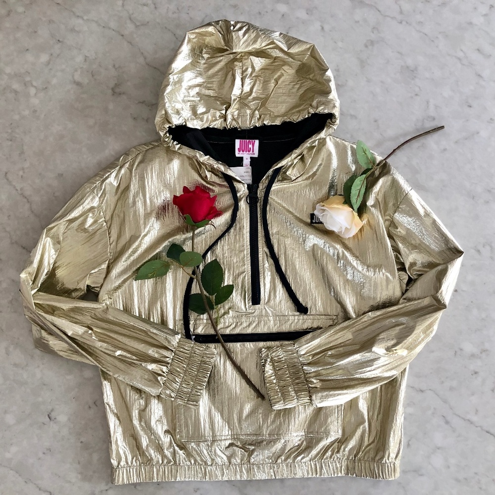 🌈NWT*JUICY BY JUICY COUTURE GOLD FOIL PULLOVER